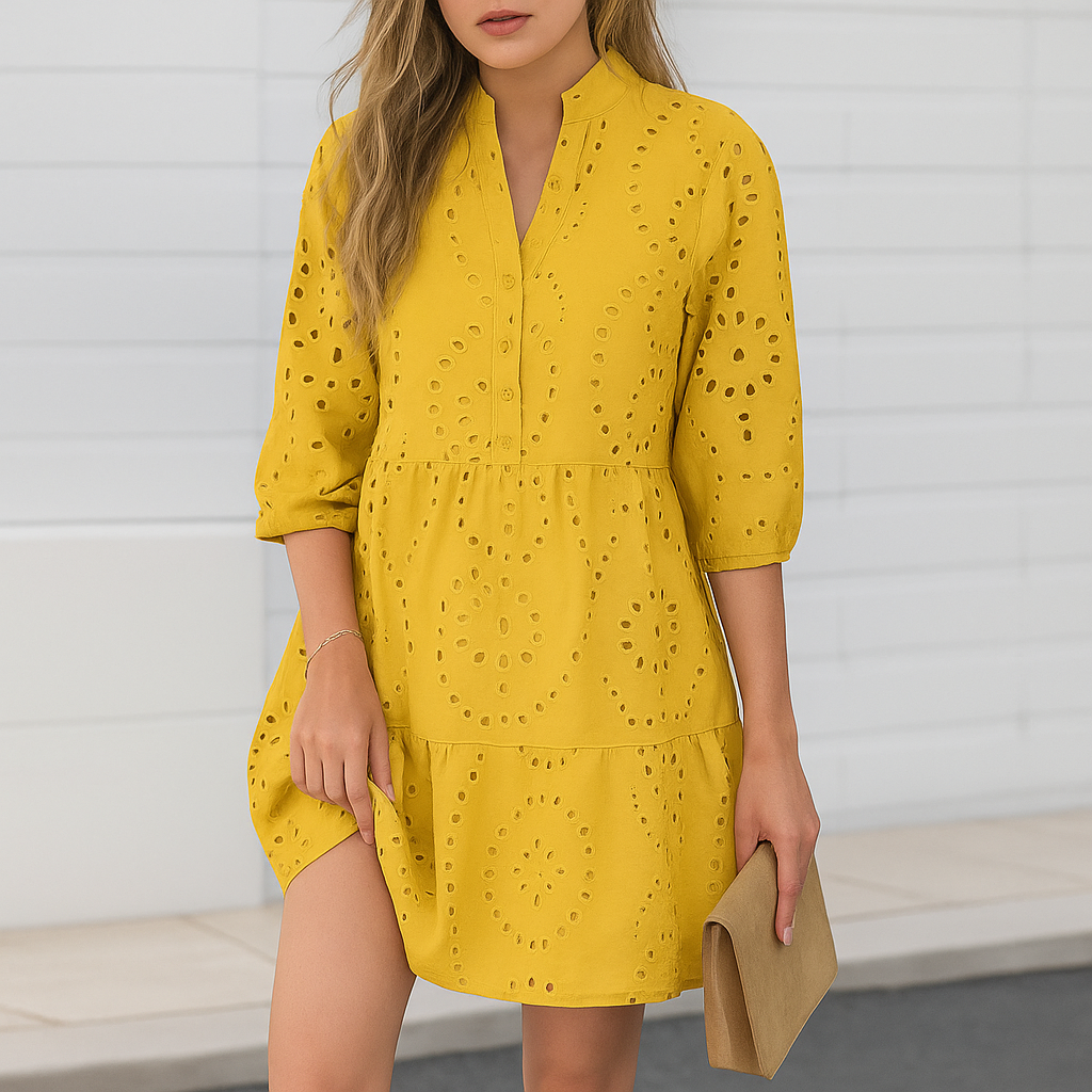Amapola-Vestido corto calado de encaje para mujer